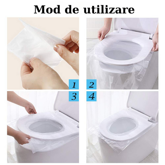Protecție igienică de unică folosință pentru toaletă (50 Buc)